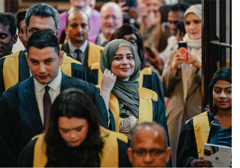 College members smiling